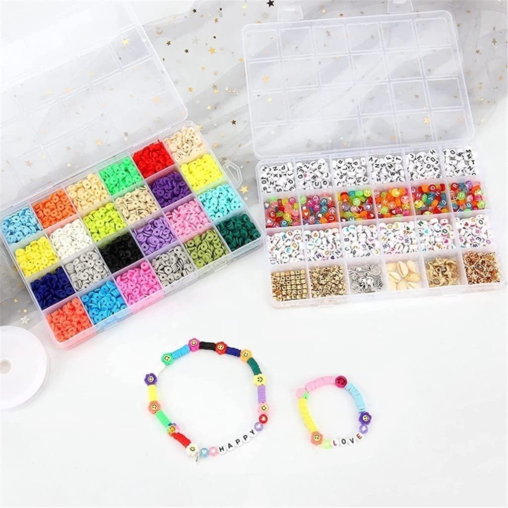 48 Grids Polymer Clay Letter Beads Set in Box for DIY Earring Jewelry Make Accessories Discs Slice Spacer Seed Bead Kit for All People