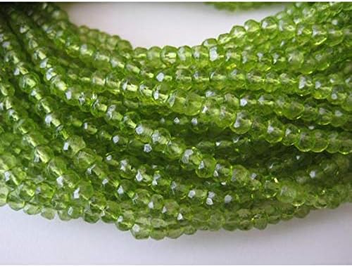 1 Strand Natural Green Coated Quartz, Micro Faceted Rondelle Beads, 4mm Beads, 14 Inches Code-HIGH-16569