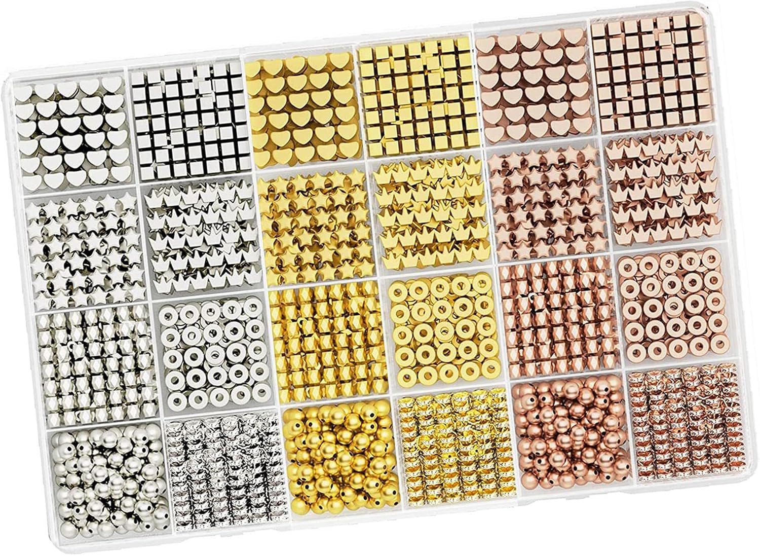 1740Pcs Spacer Beads Metal DIY Crafts Supplies Stylish Loose Beads for Pendants Charms Necklace Jewelry Findings Making Beading Supplies