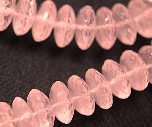 7 Inches Strand, AAA Super Rare Rose Quartz Faceted German Cutting Rondelles 8-9mm