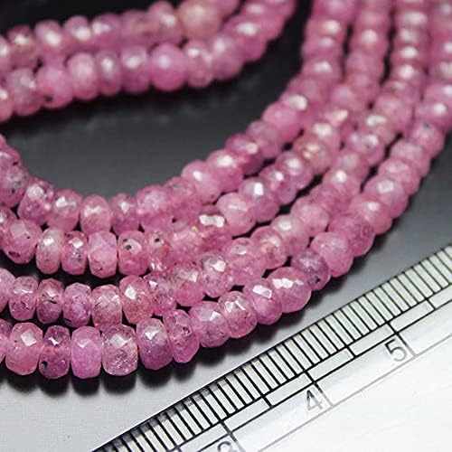 2 Strand Necklace Rare Pink Sapphire Faceted Rondelle Gemstone Loose Beads Strand 18