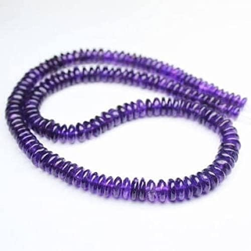Beads Gemstone Natural Purple Amethyst German Smooth Rondelle Gemstone Loose Craft Beads Strand 16 Inch Long 5mm 6mm Code-HIGH-27319