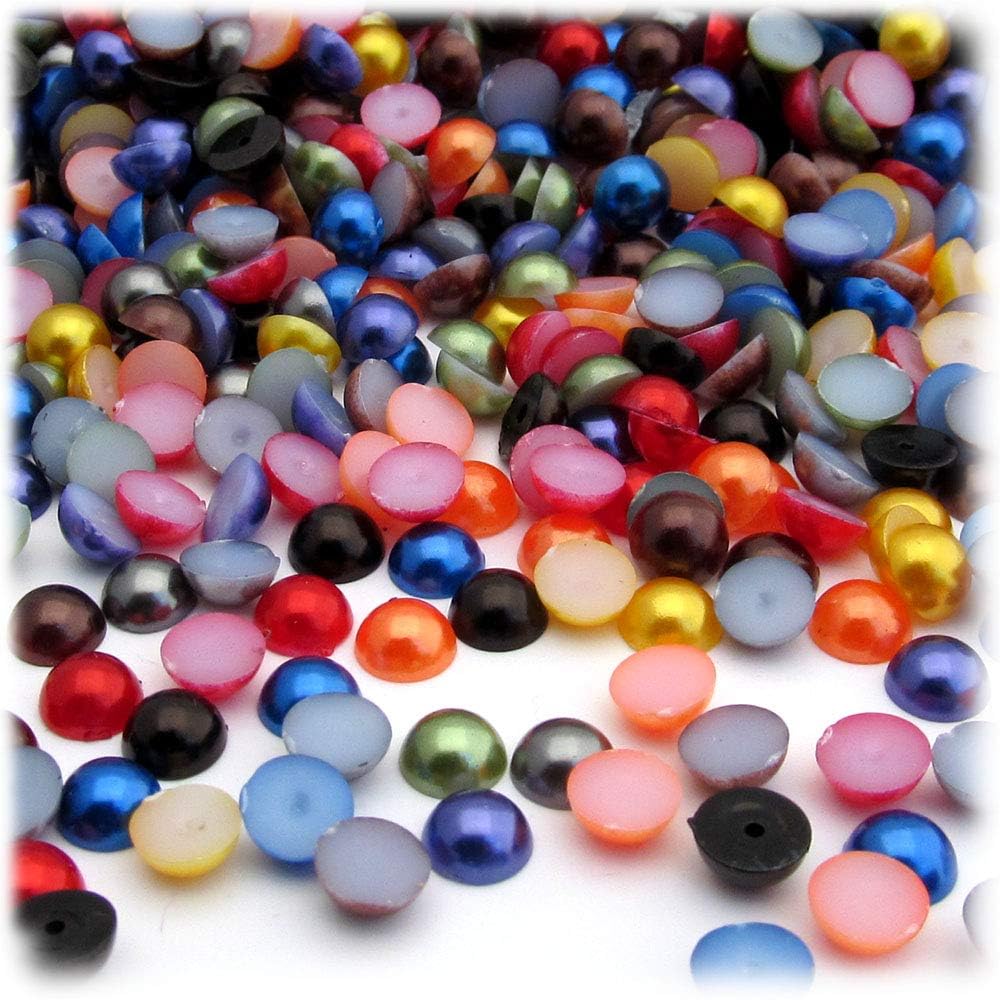 The Crafts Outlet 10,000pc Pearl Finish Half Dome Beads, Round, 7mm, Pitch Black