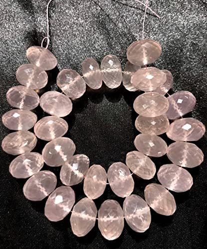 Natural Rose Quartz Roundelle Faceted Beads 14-15 MM 13 inch Long String Jewelry Making Gemstone Beads for Necklace Bracelet