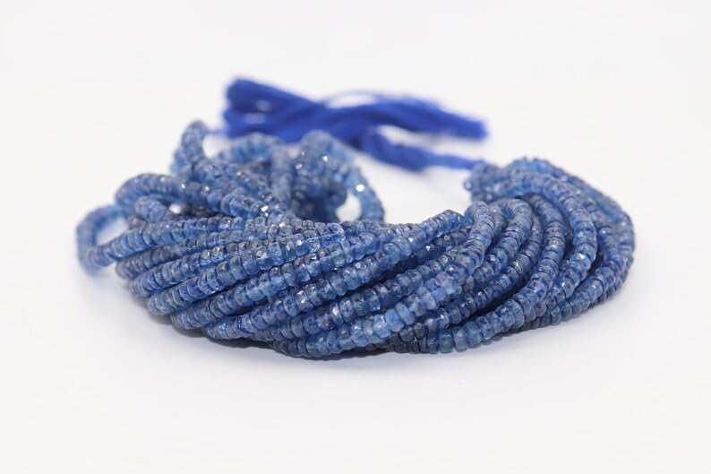 Natural Kyanite Faceted Rondelle Beads 4-6 mm Kyanite Rondelle Beads Kyanite Beads Strand for Jewelry Making