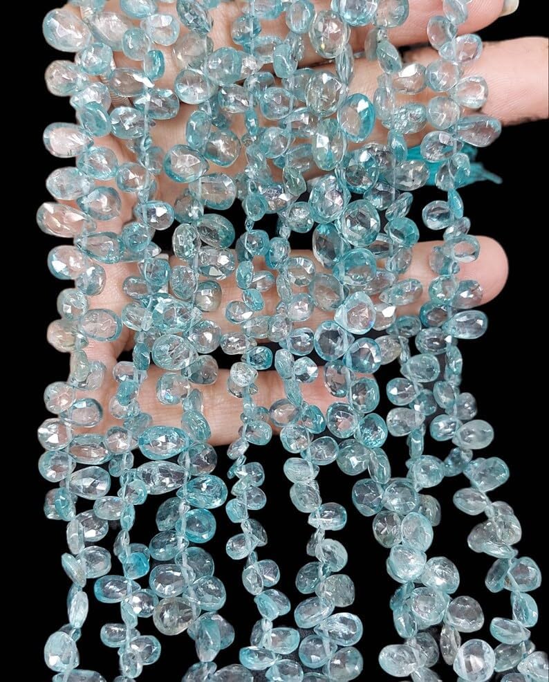 Natural Zircon Pear Faceted Beads 4X7-6X8 Mm 8 inch Long String Jewelry Making Gemstone Beads for Necklace Bracelet