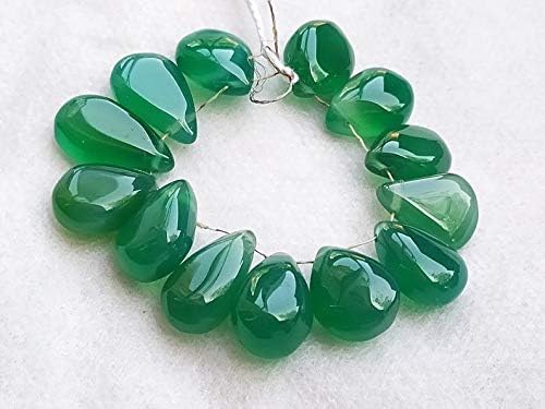 GEMZ 13 inch Strand of Natural Green Onyx pear Shape Faceted Cut Green Color briollete Beads for DIY Jewelry Making- Earring Necklace Bracelet.