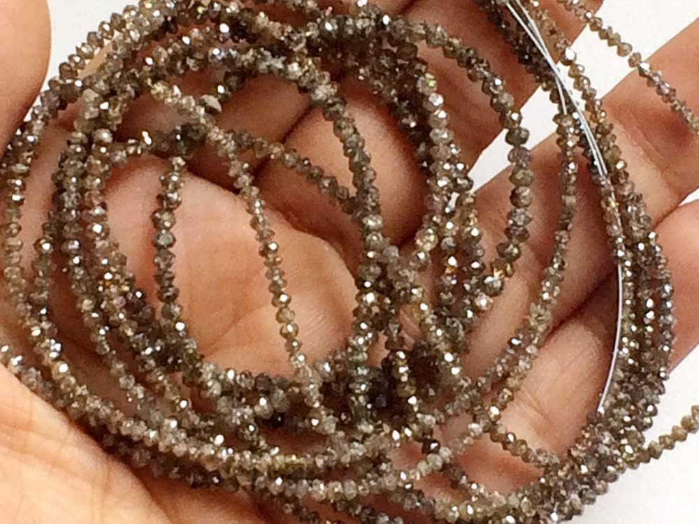 1.5-2.5mm Brown Sparkling Faceted Diamonds Beads, Brown Faceted Diamond Rondelle Beads, Brown Beads For Jewelry (4IN To 16IN Options), 1.5 MM - 2.5 MM