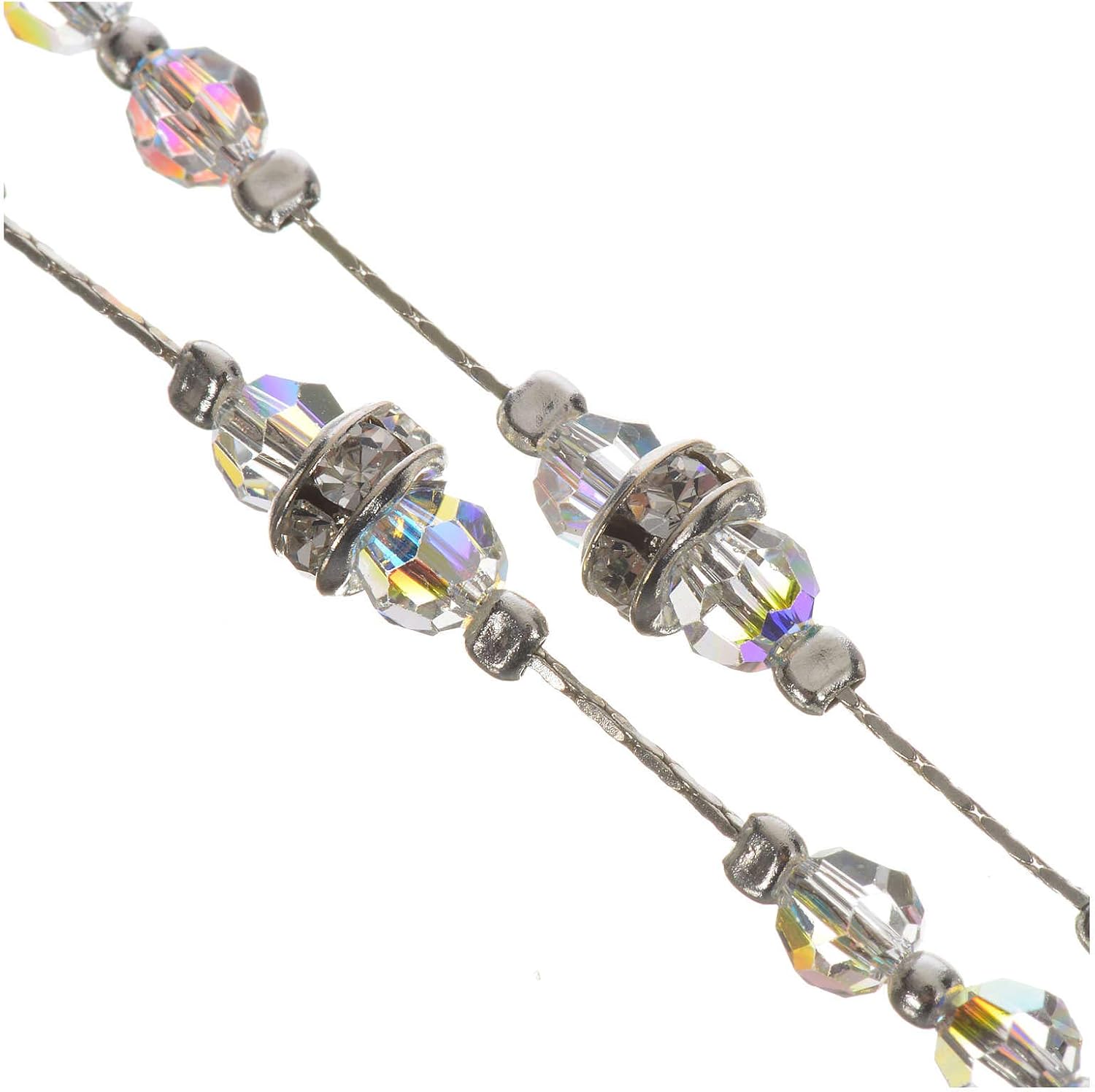 Rosary Beads in 925 Silver and Transparent Crystal