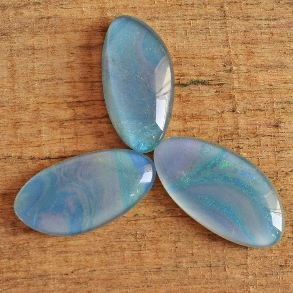 Triplet Fire Opal 3 Piece Lot Cabochon for Jewellery Making Triplet Fire Opal Blue Green Flashy Opal Fire Opal Suppliers Best Price