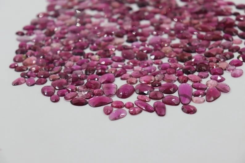 Rubellite Rosecut Polki Beads 4 * 7-7 * 9mm Rubellite Cutstone Rubellite Cabochon Loose Beads Wholesale Beads for Making Jwelery
