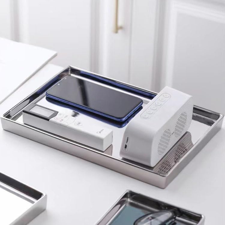 Tray Nordic Style Silver Ceramic Tray Light Luxury Jewelry Tray Home Storage Tray Home Rectangular Storage Tray Serving Trays(XL)