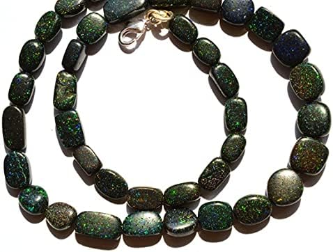 1 Strand Natural Australian Natural Black Matrix Opal 6 to 7MM Broad & 8 to 13MM Long Nugget Bead 18