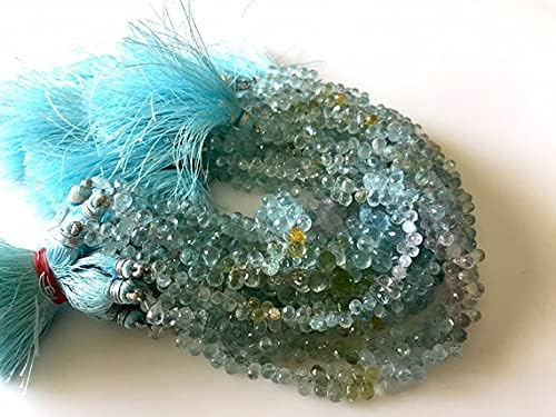 8 inch Strand of Natural Aquamarine 4x6mm Drop Faceted briolette Beads for DIY Jewelry Making. |BRIO_00566