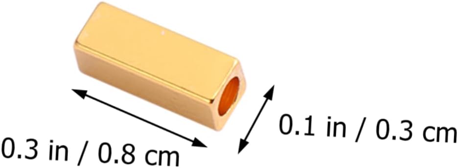 50pcs Necklace Bracelets Jewlery Charm Spacer Beads Metal Loose Beads Metal Shims Copper Tube Spacers (As Shown Size 1)