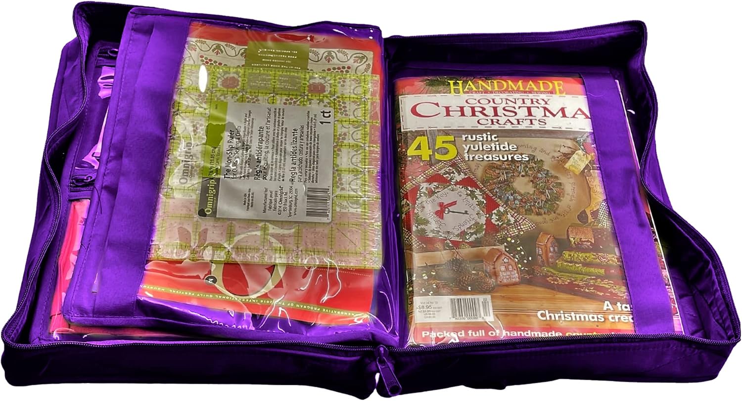 Yazzii Quilter’s Project Bag with 19 Pockets – Sewing Accessories Organizer - Sewing Supplies Organizer Tote for Quilting, Embroidery, and Sewing Purple