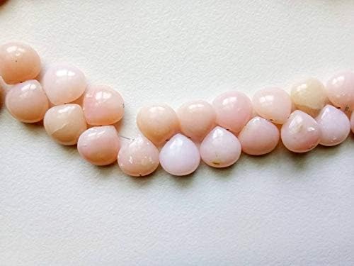 12 Inch Pink Opal Plain Heart Beads, 11mm Peruvian Pink Opal Heart Briolette, Pink Opal Necklace, 55 Pcs