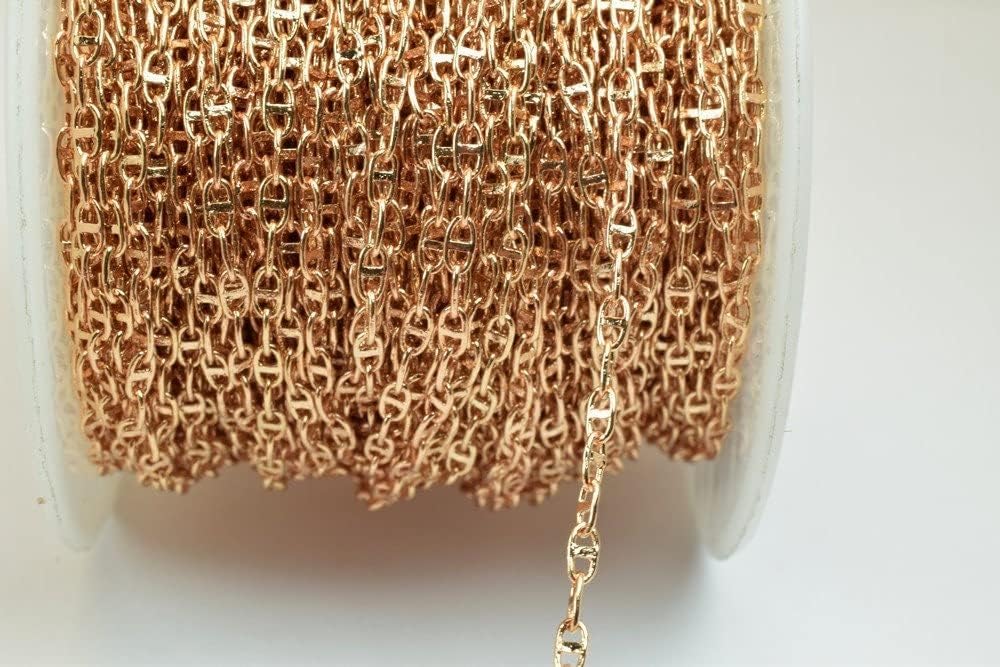 18K Pinky Gold Filled EP Chain Width 2mm Thickness 1mm Gold-Filled finding for Gold Filled Sold by Foot PGF01