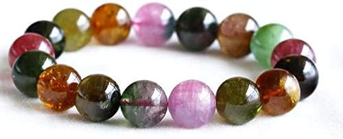 1 strands natural colorful pink green purple red tourmaline bracelet round big beads 12mm 05059