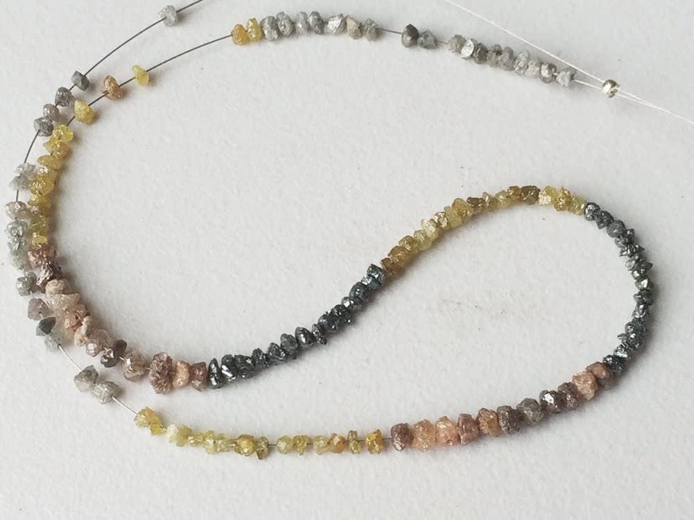 2-3mm, Multi Color Rough Diamonds, Yellow, Gray, Red & Black Raw Diamond, Conflict Free, Raw Diamond Beads, (8IN to 16 IN Options) - VICP495, 2-3 MM