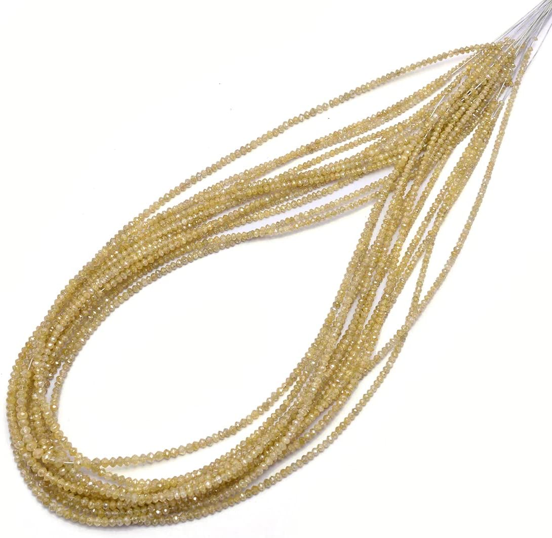 Natural AAA+ Fine Yellow Diamond Micro Faceted Rondelle Beads | 15inch Strand | Rare Yellow Diamond Precious Gemstone Loose Beads