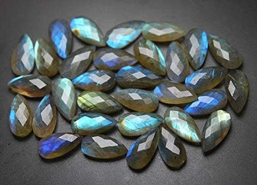 10 Beads,Super Finest Blue Flash Labrarite Faceted Pear Shape Briolettes Size 10x20mm Code-HIGH-57711