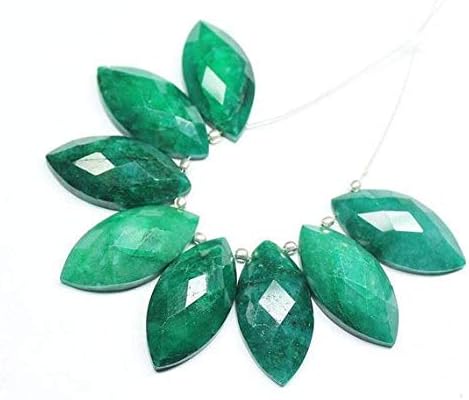 Natural Green Emerald Faceted Puff MarquiseLKBEADS Strand 1 Pair 25mm 12mm Code-HIGH-1804