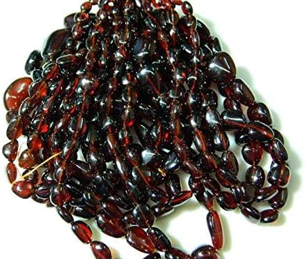 Hessonite Garnet Beads, Garnet Tumble Beads, Smooth Tumbles, 6x7mm to 16x20mm Each, 21 Inch Strand Code-HIGH-50425