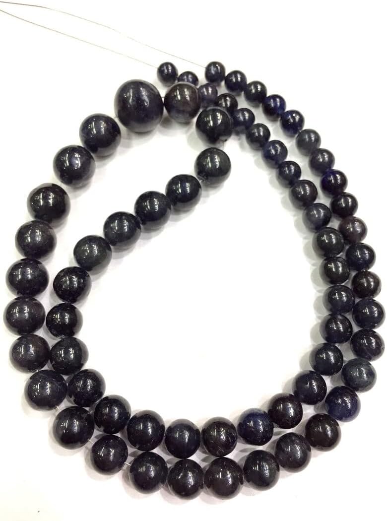 13 inch Strand of Natural gem Blue Sapphire, 6-9mm Round Smooth Beads for DIY Jewelry Making. | Beads_01994