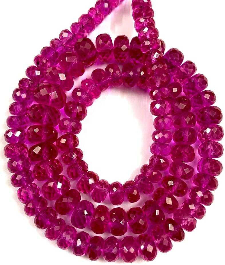 Natural Pink Spinel RONDELLE Faceted Beads 6x10mm 18 inch Long String Jewelry Making Gemstone Beads for Necklace Bracelet