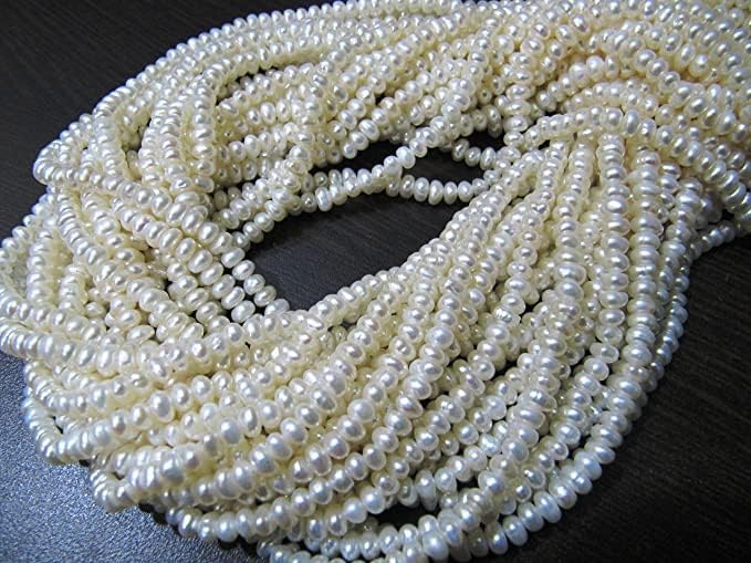 Hanumat Gems Lot of 10 Strands 3mm Fresh Water Pearl Strand, Gemstone Beads, White Natural Pearl for Jewelry Sold per Strand 15 inches