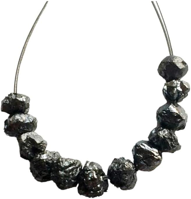 4-5mm Black Rough Diamond Beads, 0.5mm Hole Drilled Black Diamond, Loose Diamond, Conflict Free Black Diamonds For Jewelry (5Pcs To 20Pcs), 4-5 MM
