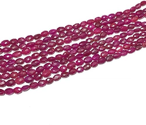 Ruby Oval Faceted Beads Necklace,Faceted Oval Beads, Glass Filled Ruby Size 6 to 11 mm - 18