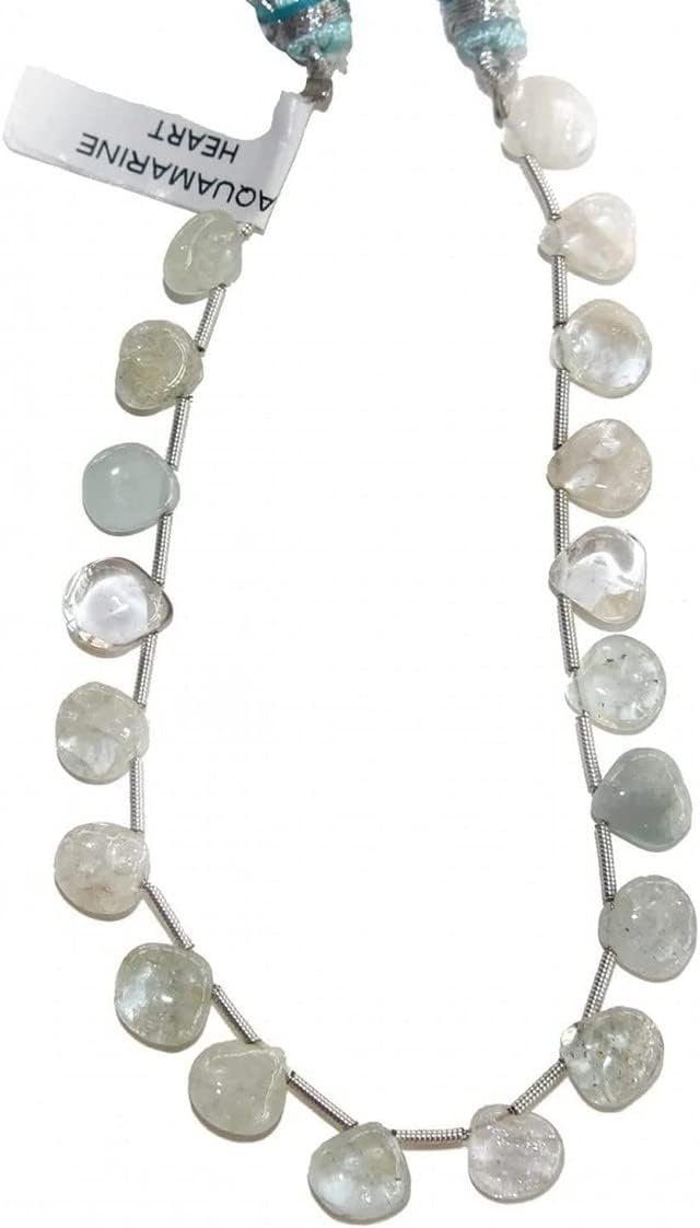 Aquamarine Jewelry Gemstone Necklace Beads - Heart Handmade Natural Aquamarine is Perfect for Your DIY Jewelry Making Earrings, Bracelet CHIK-STNRD-24416