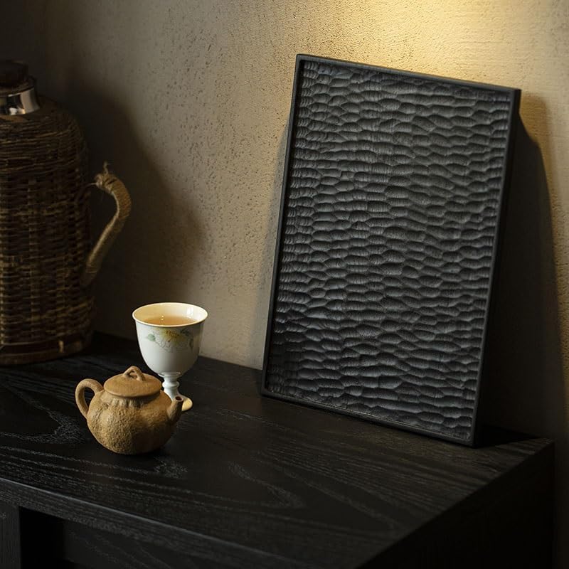 Tray Decor White Wax Charcoal Teapot Tray Rectangular Dry Tea Table Small Tea Tray Wabi-sabi Style Log Home Tray Food Tray