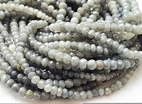 13 inch Strand of Natural gem Gray Moonstone, 3-4.5mm rondelle Faceted Beads for DIY Jewelry Making. | Beads_03943