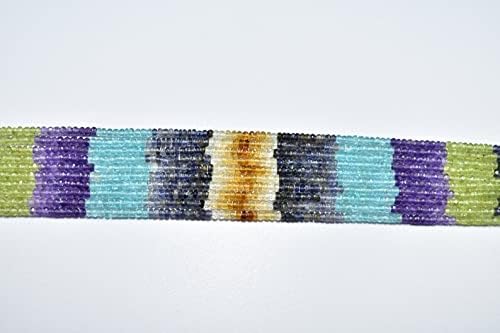 13 inch Strand of Natural gem Multi Stone, 3-4mm Rondelle Faceted Beads for DIY Jewelry Making. | Beads_05593