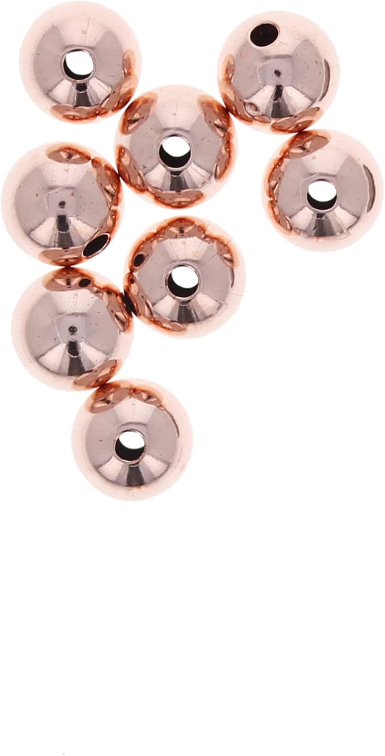 Rose Gold 6mm Filled Round Beads,100 Pieces of Stearling Silver Round Beads with Pink Rose Gold Filling, Seamless Rose Gold Beads