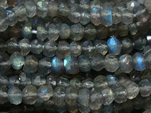 Fiery Flashing Blue Green Gold LABRARITE Micro Faceted Rondelle, Sale, 3x13 Inch Long Strand,3-4mm Code-HIGH-62381