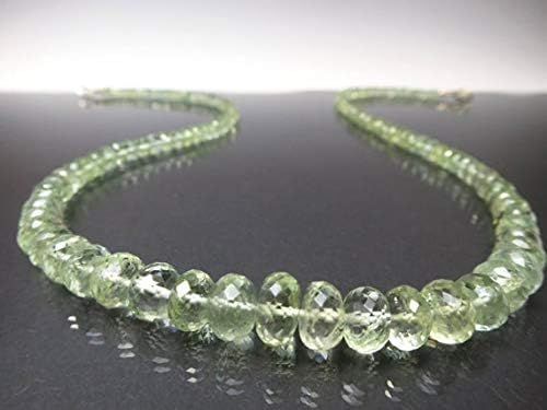 925 sterling Silver Personalized Gift 4-9mm stacking Green Green Beryl Necklace Round, Faceted 17