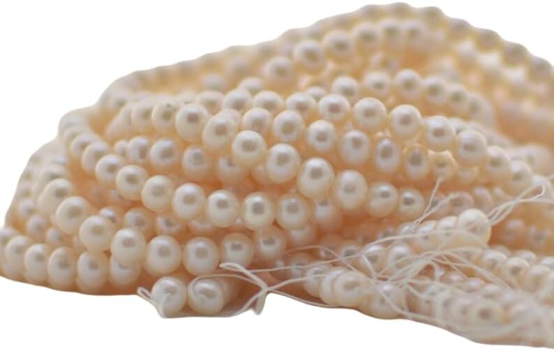 13 inch Strand of Natural gem Freshwater Pearl, 5-6mm Round Smooth Beads for DIY Jewelry Making. | Beads_03690