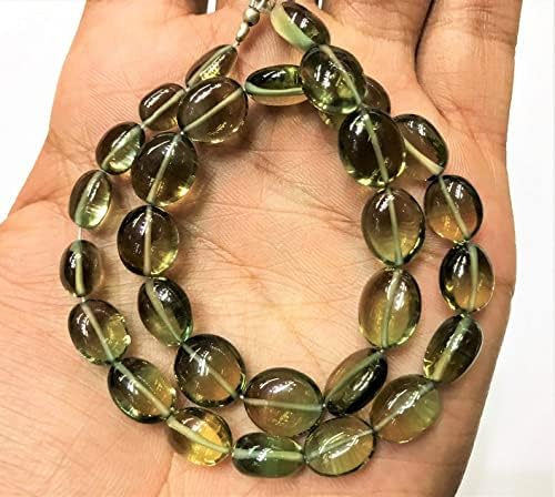Natural Green Hydro Quartz Oval Smooth Beads 8X10MM 12 inch Long String Jewelry Making Gemstone Beads for Necklace Bracelet