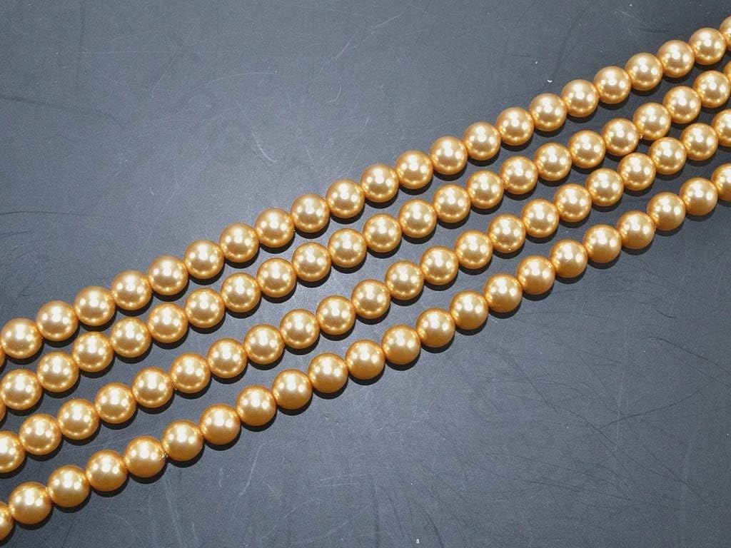 The Design Cart 6MM Preciosa Gold Glass Pearl Beads for Jewellery Making, Beading, Art and Craft Embellishments (200 Pieces)