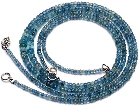Natural Gemstone Moss Aquamarine Faceted 3 to 6MM Size Rondelle Beads Necklace 18.5 Inch Full Strand Very Rare Gem from Brazil