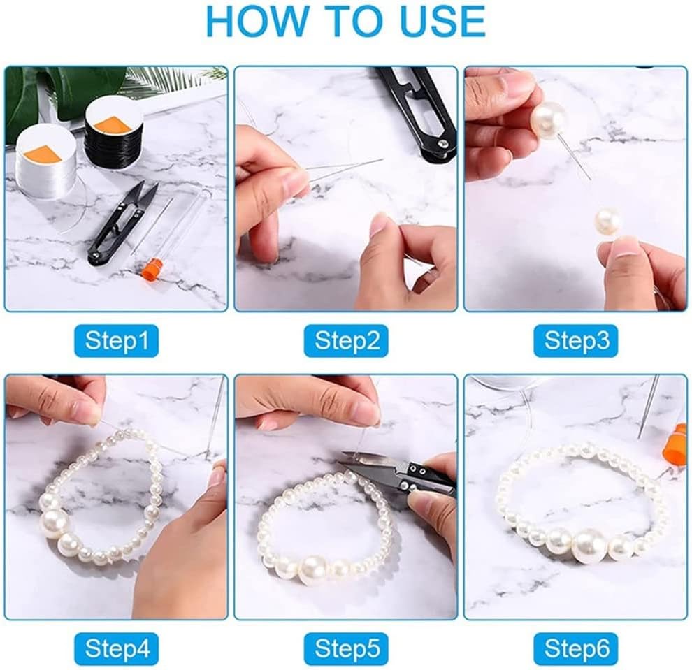 Elastic Beads Cord Stretchy Strings - Round Clear Stretch String Kit Black Beading Cords for Craft Jewelry Making (Color : A Size : One Size)