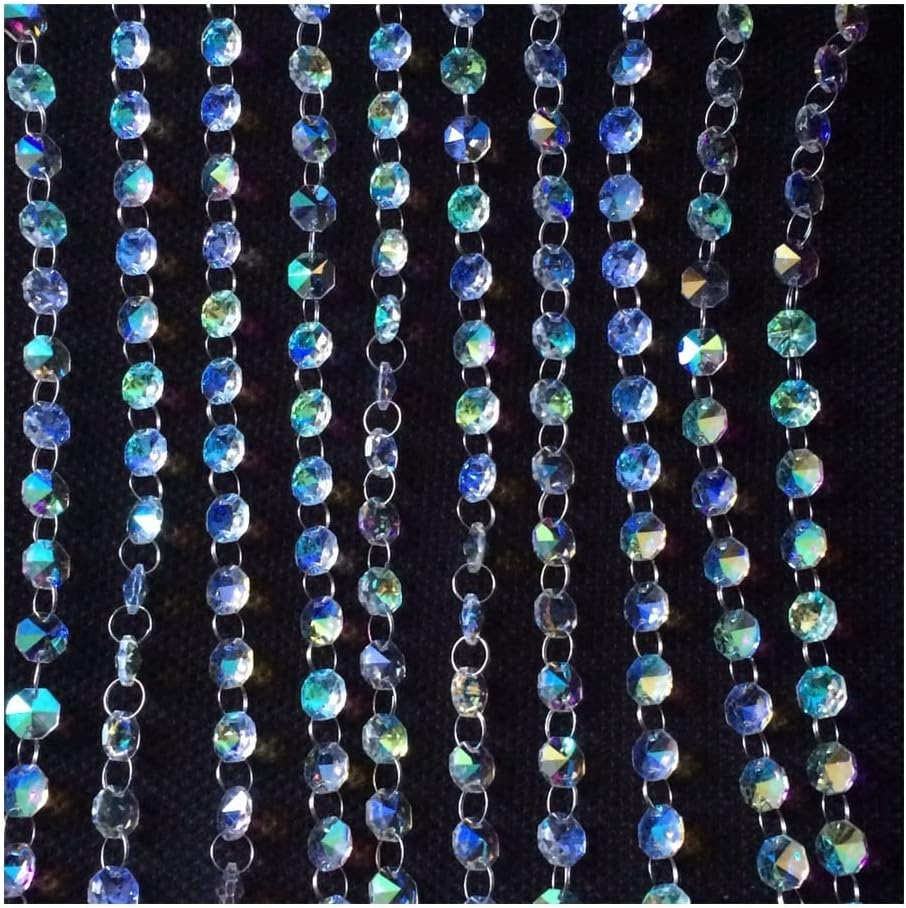 Garden Suncatchers 100 Meters Rainbow Crystal Octagon Beads Garland Strands-Clear AB 14mm Crystal Chandelier Beads Chains Handmade Pendant Necklaces