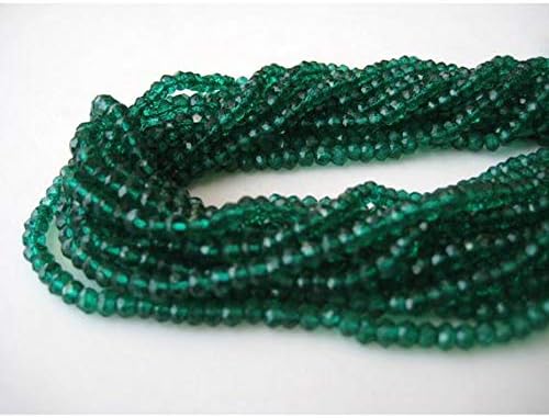 1 Strand Natural Coated Quartz, Emerald Green Color, Micro Faceted Rondelle Beads, 4mm Beads, 14 Inches Code-HIGH-15736