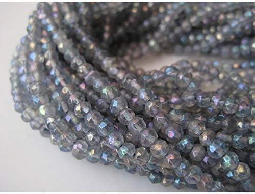 10 Strands Wholesale Blue Mystic Coated Quartz Rondelles, Micro Faceted Beads, Rondelle Beads, 4mm Beads, 14 Inches Each
