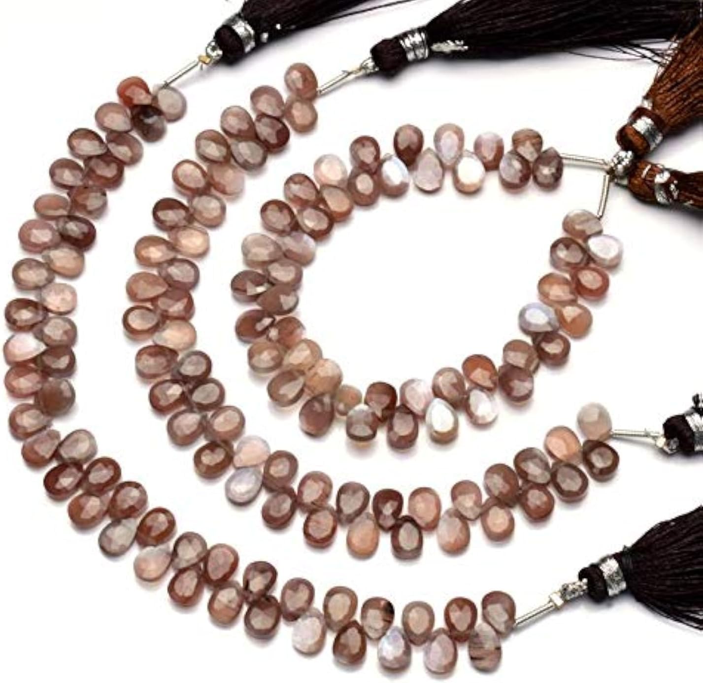 GEMZ 6 inch Strand of Natural African Brown Moonstone pear Shape Faceted Cut Multi Brown Color briollete Beads for DIY Jewelry Making- Earring Necklace Bracelet.