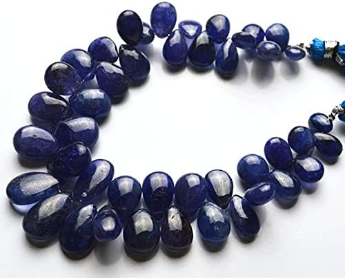 Beads Gemstone 1 Strand Natural 7 Inch Strand Super Finest, Super Rare,Natural Tanzanite Smooth Pear Shape Beads Briolettes 7 to 15 mm Code-HIGH-28348